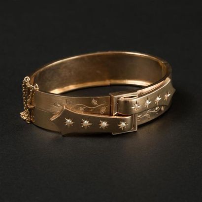Bracelet ouvrant rigide en or jaune (750)...