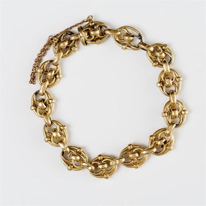 null Bracelet souple en or jaune (750) 18K, maillons 8 stylisés. Poids : 11,50 g...