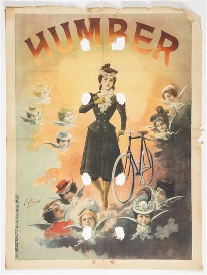 null CLOUET Emile - Cycles HUMBER. Imp. Kossuth, Paris. 160 x120 cm. 8 manques dans...