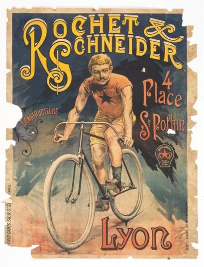 null Lot d'affiches sur les cycles en mauvais état dont ROCHET & SCHNEIDER. Lyon....