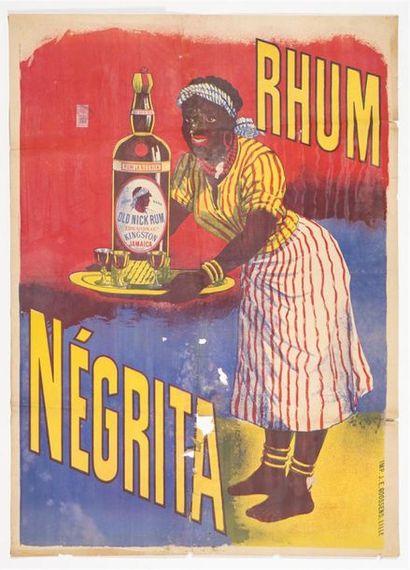 null Anonyme. - Rhum NEGRITA. Imp. J.E GOOSSEN, Lille125 x 90 cm. Cachet d'affichage...