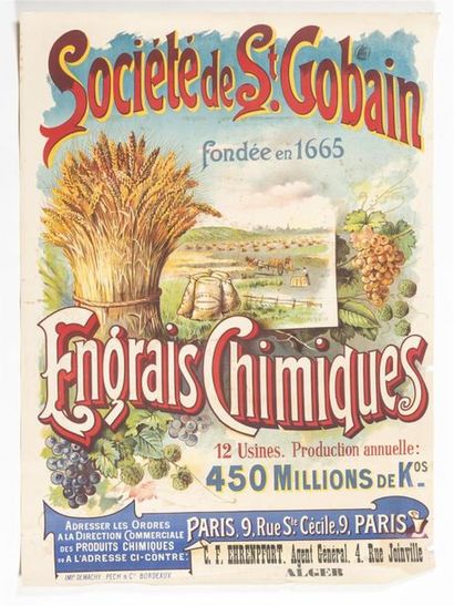 null Lot de 2 affiches : engrais chimique Société de St Gobain. Imp. Demachy 104...