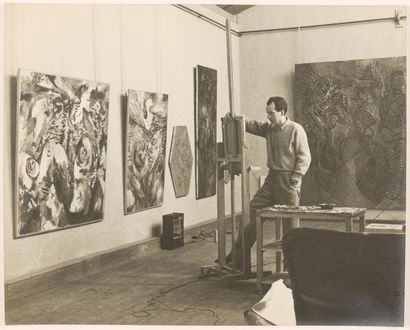 WALTER REUTER (1906-2005) Interior of Wolfgang Paalen´s studio, with his painting... Gazette Drouot