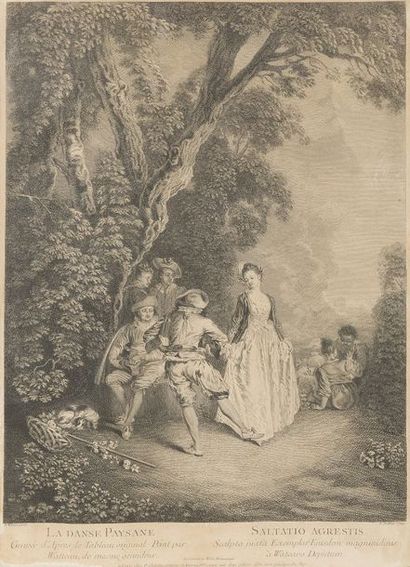  Benoi?t AUDRAN II d’apre?s Antoine WATTEAU (1698-1772). 
« La danse paysanne »....