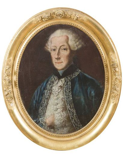 null ÉCOLE du XVIIIème siècle.

Portrait d’homme à la veste de velours bleue.

Huile...