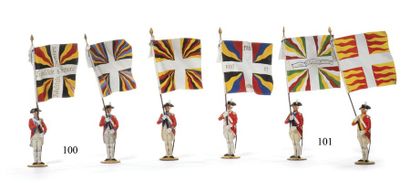 null Métayer. XVIIIème siècle. France. Les drapeaux des régiments suisses. Castella,...