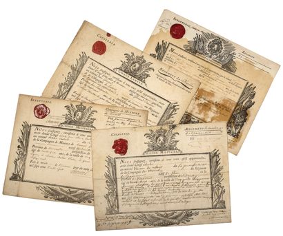 null 18th century. 4 pieces. 

Military leave in the cavalry regiment of Grammont...