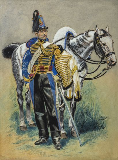 Anonymous. Hussar of the 8th regiment posing...