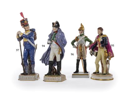null 1st Empire. The Emperor in frock coat. Large porcelain figure of 26 cm. (Minor...
