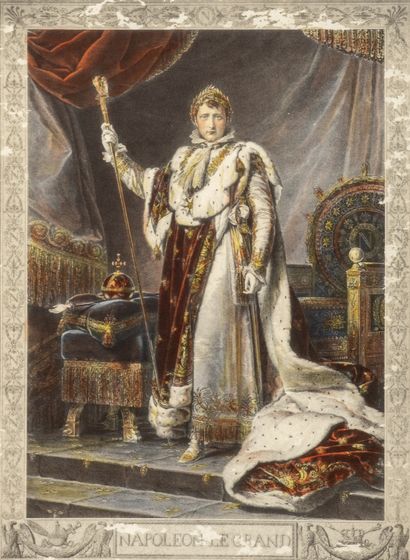 null Napoleon I. The Emperor in his coronation dress after David. 

Lithograph in...