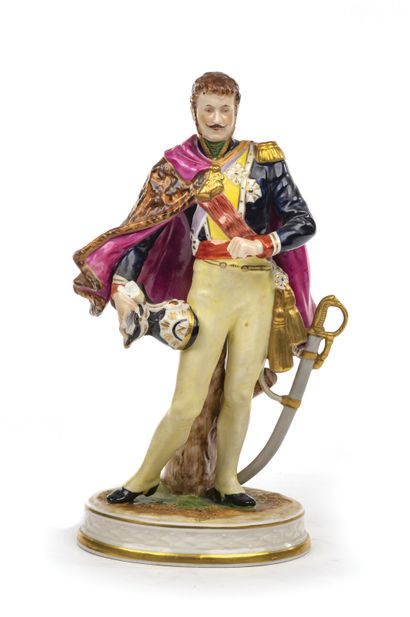 null 1st Empire. Marshal Poniatowski. Large porcelain figurine of Saxony of 22 cm....