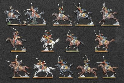 null France - Light cavalry. General leading a charge of the 9th hussars. The colonel,...