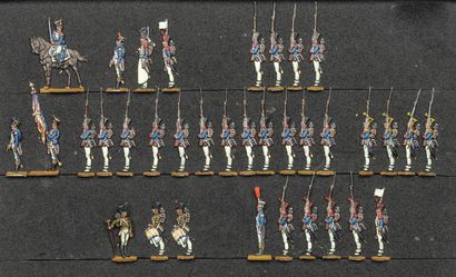 null France - Line Infantry. 1812-1815. 1 mounted officer, 2 dismounted officers,...