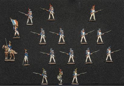 null France - Line infantry in square. 1812-1815. 1 mounted officer, 1 dismounted...