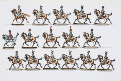 null France - Light cavalry. The 3rd regiment of hussars at the trot. 1 officer,...