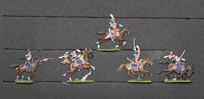 null France - Imperial Guard. Cavalry. Polish lancer horsemen at the charge. 1 officer,...