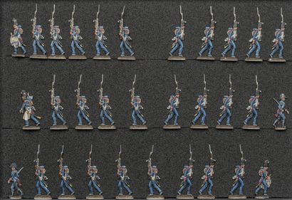 null France - Imperial Guard. The Chasseurs à pied in blue trouser march. 1812-1815....