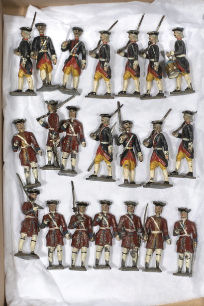 null [C.B.G-Mignot]. 18th century. French and Swiss Guards on parade. 

(21 Fig.)....