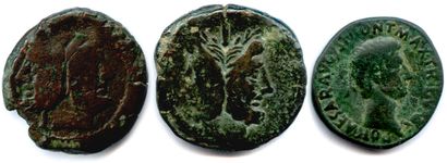 null ROMAN REPUBLIC 

Three bronze coins (As) : Marcia (bow), Pinarius Natta (bow),...