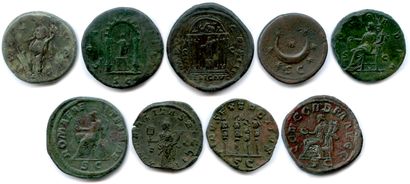 null ROMAN EMPIRE 

Nine roman coins in bronze 

(eight sesterces and one ace): 

Aelius,...