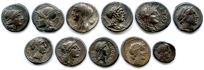 null ROMAN REPUBLIC 

Ten silver denarii and a quinary: 

Anonymous (head of Rome),...