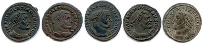 null ROMAN EMPIRE 

Five roman bronze coins (Folles): 

Diocletian, Maximian Hercules...