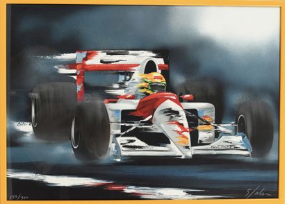 null Ayrton SENNA. Lithograph in colors after the work of Victor Spahn. Limited edition...