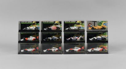 null Set of 12 miniature cars of Ayrton Senna representing his career. Scale 1/43ème....