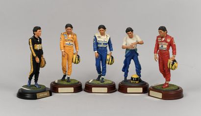 null Set of 5 statuettes in resin with the effigy of Ayrton Senna under the colors...