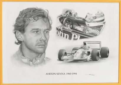 null Ayrton SENNA 1960-1994. Art print. Ayrton Senna at the wheel of the Lotus and...