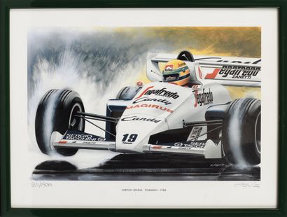 null Ayrton SENNA - Toleman - 1984. Lithograph by Clovis, limited edition and numbered...