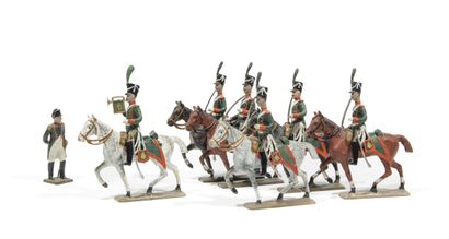 null C.B.G - Ier Empire. France. 

Chasseurs à cheval au pas. 1 trompette, 5 soldats...