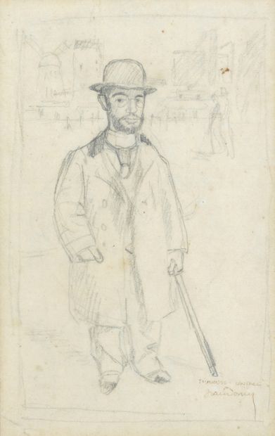 null Marc DONNAY (XXème siècle).

Portrait en pied de Toulouse Lautrec. 

Au fond,...