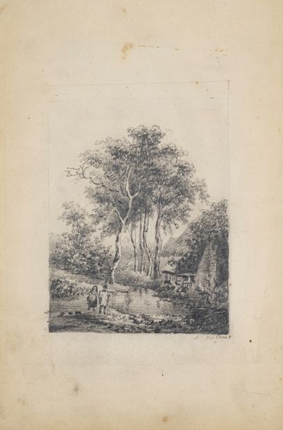 null Barend Cornelius KOEKKOEK (1803-1862).

Couple au bord de la rivière.

Mine...