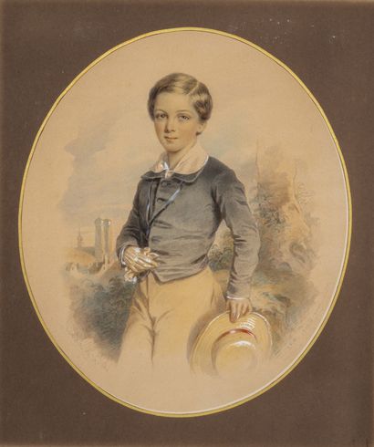 null Josef RESCH (1819-1901).

Portrait de William E. Thacker en uniforme d'écolier,...