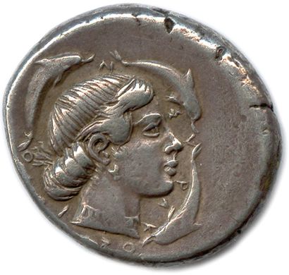  SICILE - SYRACUSE Règne de Hiéron Ier et Thrasybule 478-467 
Tête de la nymphe Aréthuse...