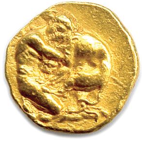  SICILE - SYRACUSE Règne de Denys 406-367 
Tête de la nymple Aréthuse, les cheveux...