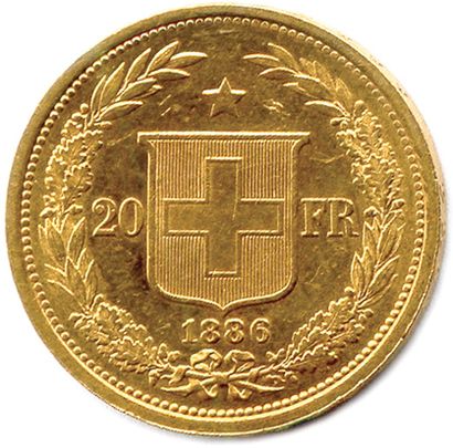 null SWITZERLAND 

20 Francs 1886 (edge inscribed in relief). (6,48 g) 

♦ Fr 49...