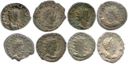null Eight Antoninians in silver: Valerian (1), Gallian (6) and Salonine wife of...
