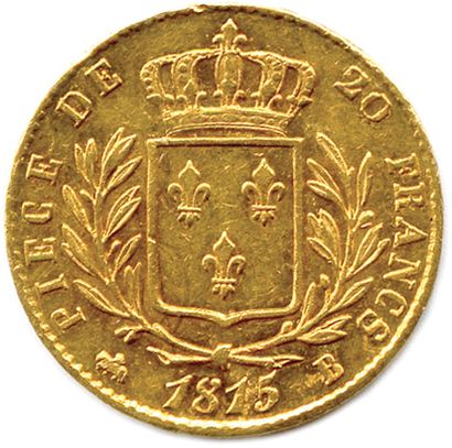 null LOUIS XVIII 1814-1815

20 Francs or (buste habillé Tiolier) 

1815 Rouen. (6,45...