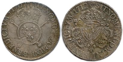 null LOUIS XIV 

Deux écus en argent : 

Écu aux Insignes 1702 Paris (Réformation)...