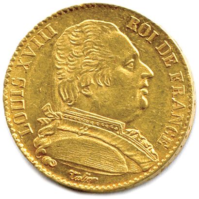 null LOUIS XVIII 1814-1815

20 Francs or (buste habillé Tiolier) 

1815 Paris. (6,45...