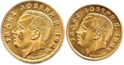 null LIECHTENSTEIN - FRANÇOIS-JOSEPH 25 July 1938 - 13 November 1989

Two gold coins...