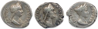 null SABINA Vibia Sabina Augusta 117-137

Three silver denarii: 

♦ Cohen 43, 73...