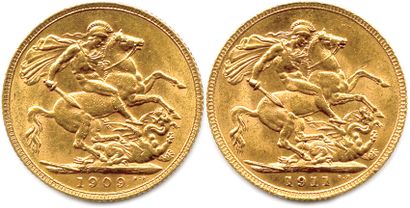 null GRANDE-BRETAGNE - ÉDOUARD VII et GEORGE V 

Deux monnaies en or : Souverain...