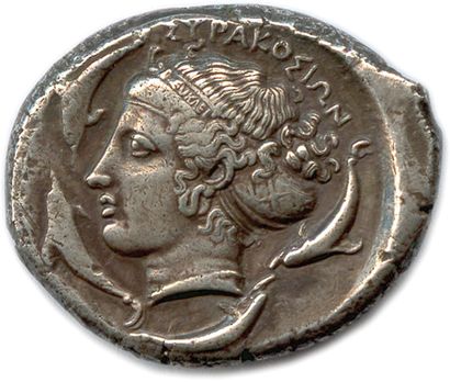 null SICILY - SYRACUSE 2nd democracy 466-406

Head of the nymph Arethusa at left,...