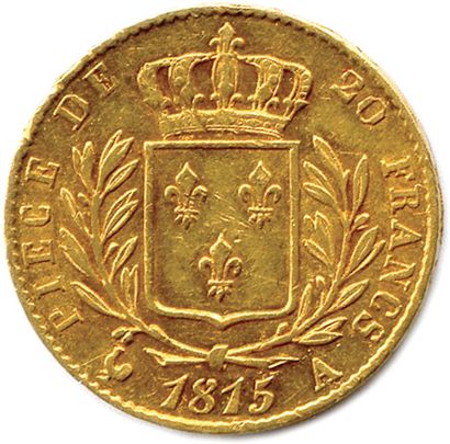 null LOUIS XVIII 1814-1815

20 Francs or (buste habillé Tiolier) 

1815 Paris. (6,48...