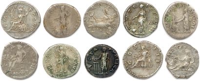 null HADRIAN Publius Ælius Hadrianus 117-138

Ten silver denarii: ♦ Cohen 1099, 1140,...