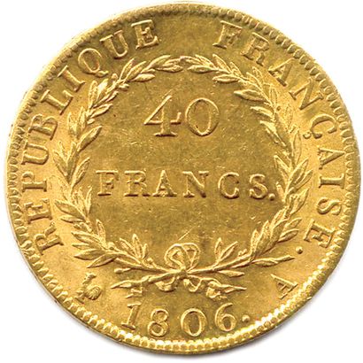 null NAPOLÉON Ier 1804-1814

40 Francs or (tête nue Droz) 

1806 Paris. (12,91 g)...