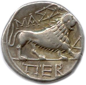 null MASSALIA 220-49

♦ Brenot 100 et ss

Drachme d'argent. 

A/MAΣΣA. 

Δ devant...